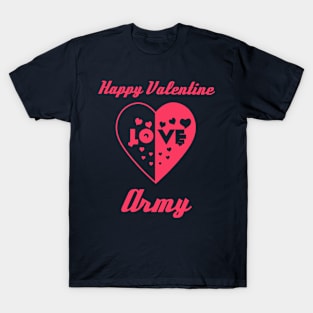 Heart in Love to Valentine Day Army T-Shirt